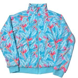 Chubbies Bird Of Paradise Print Fleece Full Zip Jacket Size XL Extra Unisex Blue
